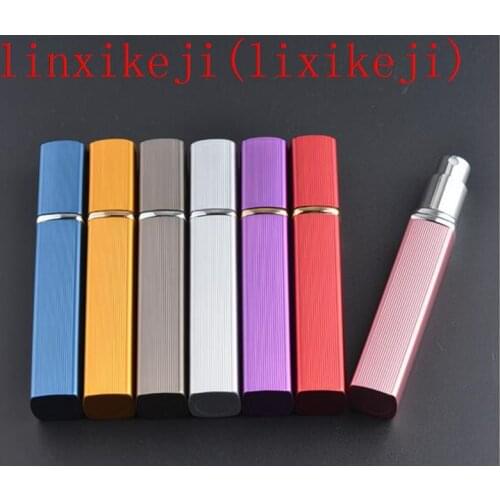 Free shipping 100pcs Colorful 12ml Travel Perfume Atomizer Refillable Spray Aluminium Glass Empty Bottle