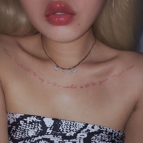 Shiny Crystal Pendant Choker Necklace adjustable name letters personalized necklace