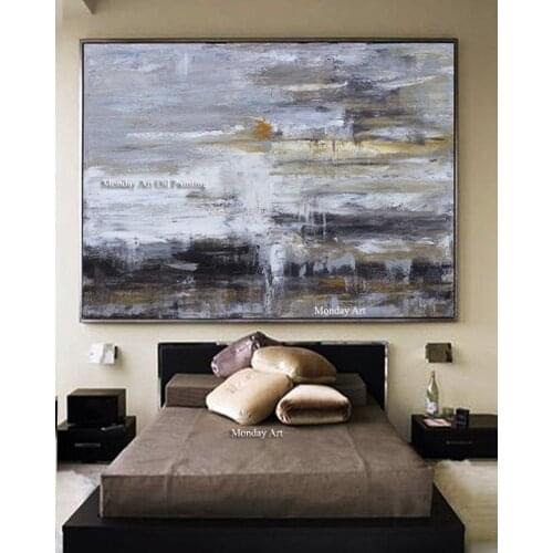 Large Oil Paintings Original Modern Abstract Art White Amber Yellow Blue Oil Painting Contemporary Art Interior Design Wall Art