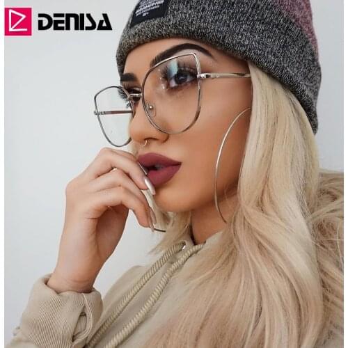 DENISA Spectacle Frame Clear Lens Cat Eye Glasses Ladies Vintage Cat Women Eyewear Optical Frames okulary des lunettes J817
