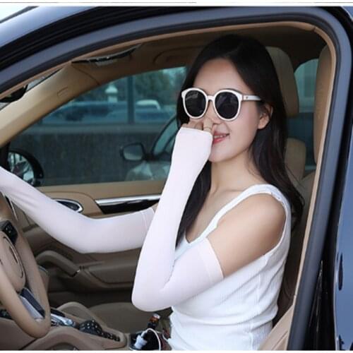 Long Gloves Sun UV Protection Hand Protector Cover Arm Sleeves Ice Silk Sunscreen Sleeves Outdoor Arm Warmer Half Finger Sleeves