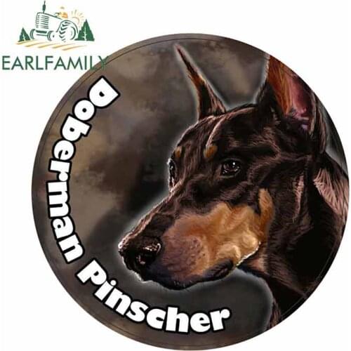 EARLFAMILY 13cm x 13cm for Doberman Pinscher Car Stickers Fashion Round Decal Creative Graphics PVC Waterproof Sticker