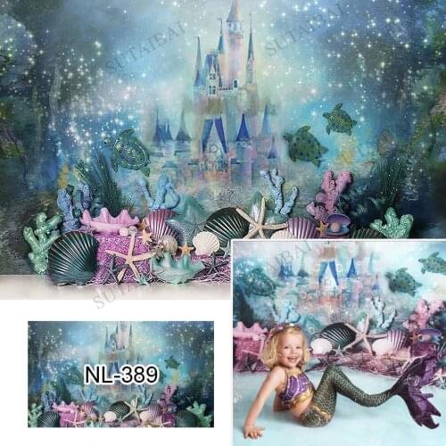 Under The Sea Birthday Backdrop for Photography Newborn Kdis Portrait Cake Smash Background Castle Mermaid Birthday Decoration
