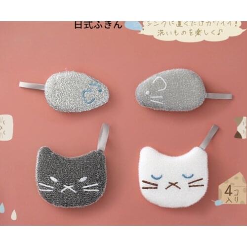 Cartoon Cat Dishwashing Sponge Cleaning Supplies Clean And Clear Household Cleaning Tools Cleaning Brush Kitchen Accessories