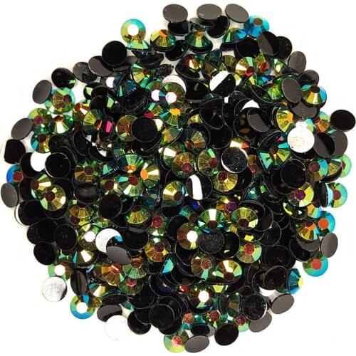 Good Quality Jelly Metallic Green AB Resin Flatback Beads 2mm~6mm Non Hotfix Rhinestones for Nail Art/Garment/Decoration