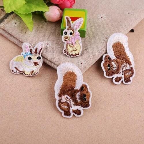 ZOO Personality Cartoon Squirrel Patches Little Rabbit Mother Patches for children Clothes Bags Garment Accessories Appliques