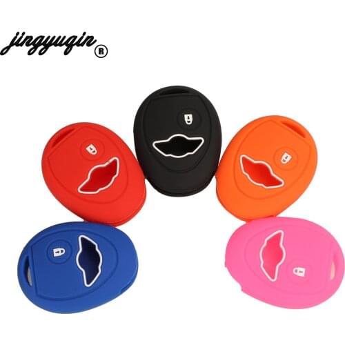 Jingyuqin 1Button Silicone Car Key Case Fob Cover For BMW Mini Cooper R50 R53 Alarm Systems Security Remote Holder Case