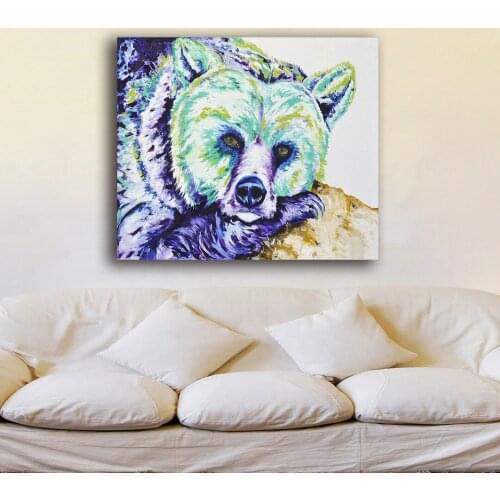 Large size wall art Polar bear Animal Canvas Painting For Living Room Home Decoration Oil Painting On Canvas Wall Painting