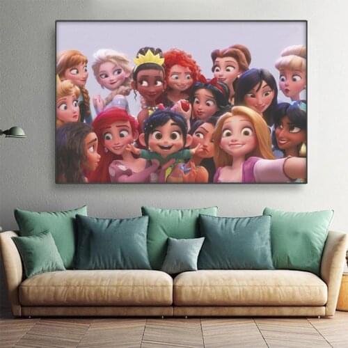 Disney Nordic Princess Canvas Painting Anna Prints and Posters Quadros Wall Art Pictures for Living Room Home Decoration Cuadros