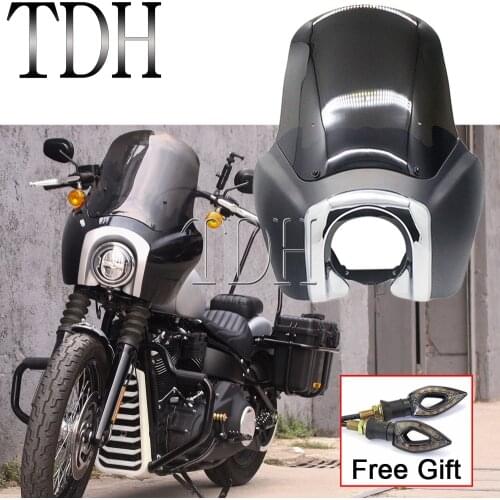 Matte Black Motorcycle Headlight Fairing for Harley Softail Street Bob FXBB Standard FXST FXBB 2018-up 15'' Windshield+Hardware