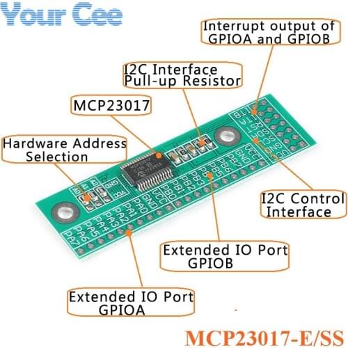 MCP23017 I2C Interface 16bit I/O Expansion Board Module Pin Board IIC to GIPO Converter 25mA1 for Arduino