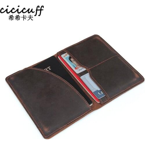 Passport Cover Genuine Leather Driver License Bag Crazy Horse Leather Car Driving Document Credit Card Holder Purse Wallet Case