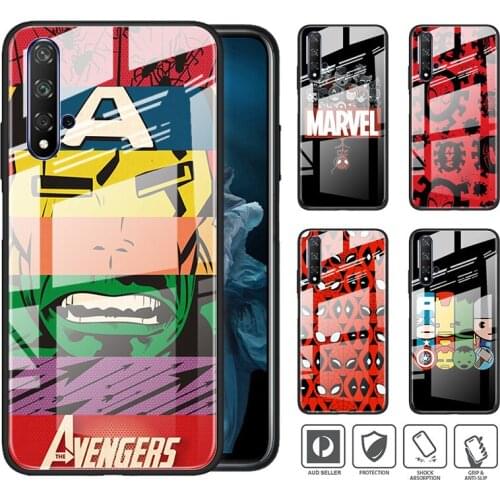Tempered Glass Hot New Shell Luxury Cover Marvel Avengers Logo For Honor 30 20 10 9X 8X Pro Plus Lite Phone Case