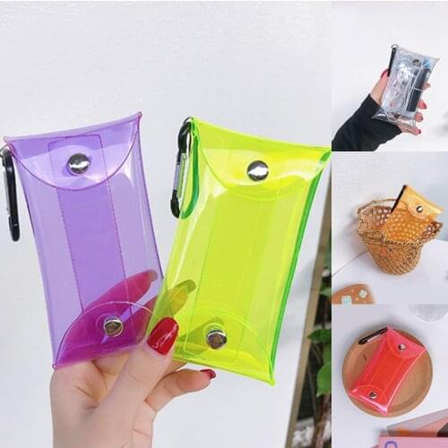Transparent PVC Purse Key Wallet Case Chain Ring Pouch Card Holder Keychain Women Coin Bag Mini Lipstick Storage Bag Coin Purse
