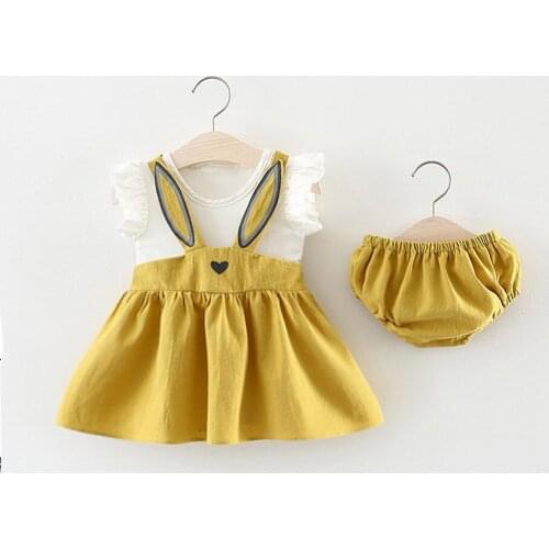 Happy Easter Set Cartoon Rabbit Ear Dress Newborn Toddler Baby Girl Set Sleeveless Cartoon Rabbit Bunny Ear Dress Shorts 2021