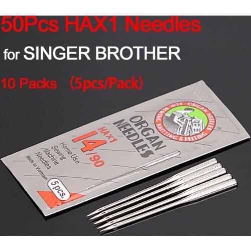 50Pcs HAX1 ORGAN Home Sewing Machine Needles Universal Sewing Needle for SINGER BROTHER 9/65,11/75,14/90,16/100,18/110,21/130