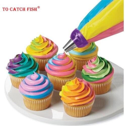 3 Color Icing Piping Bag Nozzle Converter,3pcs/set Cream Coupler Fondant Cake Decorating Tools For Cupcake Fondant Cookie Tips