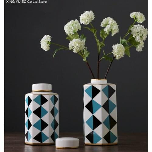 Modern Blue White Jar Ceramic Vase Storage Pot Decoration Home Decoration Dried Flowers Flower Arrangement Accessories Vase