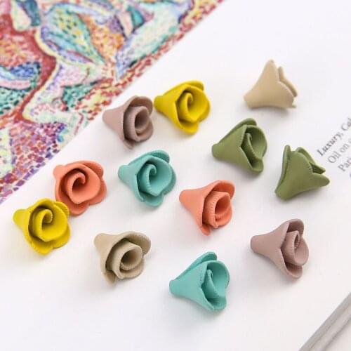 Spring style 40pcs/lot Rubber paint cartoon 3D flowers shape alloy floating locket florals charms diy jewelry earring accessory