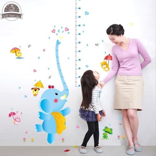 Elephant child height DIY Vinyl Wall Stickers For Kids Rooms Home Decor Art Decals 3D poster Wallpaper decoration