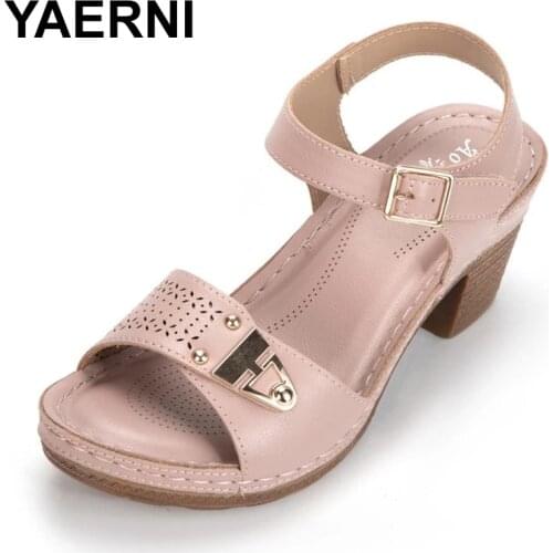 YAERNIWomens 2021 Summer New Thick and High-heeled Casual and Comfortable Beach Sandals EUR36-42