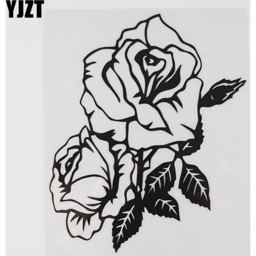 YJZT 14.4CM×17.4CM Lovely Double Rose Leaves Decal Vinyl Car Sticker Black/Silver 8A-1153