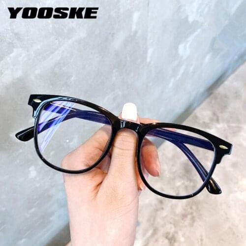YOOSKE Anti Blue Light Glasses Frame Womens Eyeglass Frame Computer Eyeglasses Vintage Men Spectacles Transparent Frames