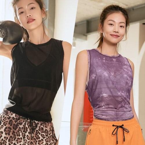 Women activewear breathable sports vest loose mesh quick dry running gym tank tops yoga shirts women fitness workout top shirts
