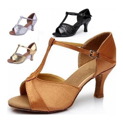 New 2017 Hot Sale Girls Womens Ballroom Tango Salsa Latin Dance Shoes Sales Silver Gold Black Tan Color Wholesale