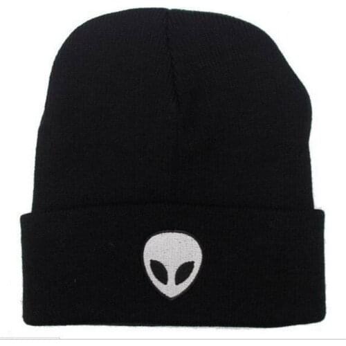 Winter Beanies Embroidery Knitted Hat Warm Hip Hop Ski Skullies Caps Bonnet Homme Gorras Candy Color Alien Pattern Knitted Hat