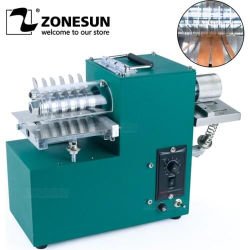 ZONESUN V04 Double Head Leather Belt Strap Cutting Machine with Edge Folding Leather Laminating Machine Slicer Tailor Scissors