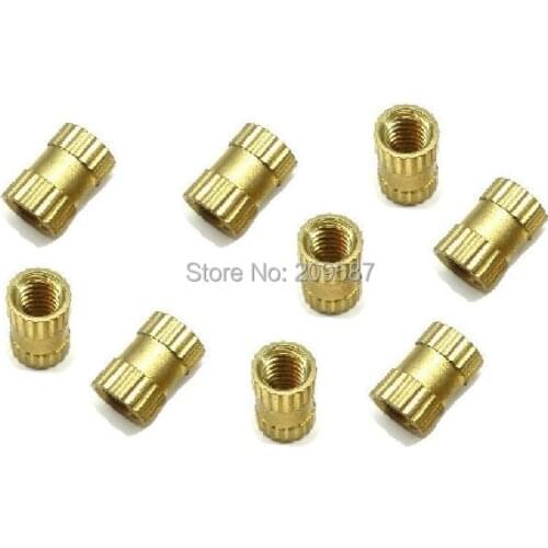 100pcs Brass Knurl Nuts M4x10mm(L)-6mm(OD) Metric Threaded insert