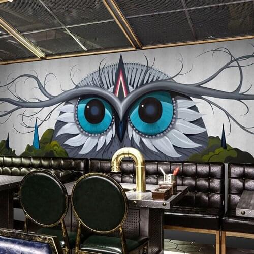 Custom Bird Owl Animal 3D Papel Mural Wallpaper for Restaurant Cafe Background 3d Wall Photo Murals Wall paper 3d Sticker