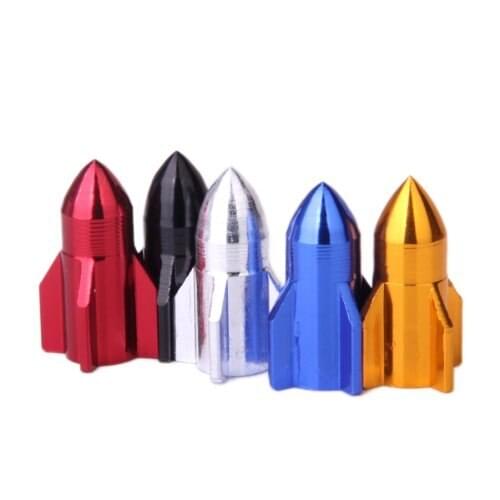 5 pcs Bicycle Colorful Rocket Shape Tire Valve Caps