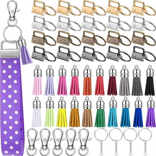 Key Fob Hardware Set,Key Hardware Wristlet with Keyring,Leather Keychain Tassel,Swivel Snap Hook for Key Chain Hardware Supplies