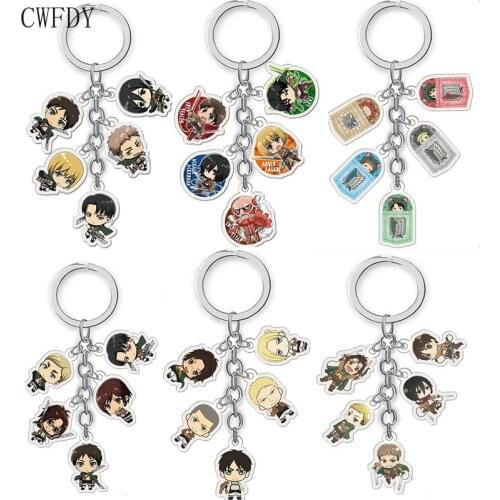 Japan Anime Attack On Titan Keychain Cartoon Figures Acrylic Key Chain For School Students Graduation Chirstmas Birthday Gifts
