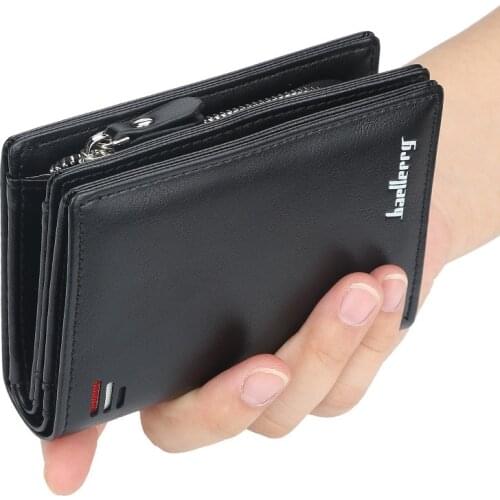 Brand Men PU Leather short Wallet With Zipper Coin Pocket Vintage Big Capacity Male Short Money Purse Card Holder