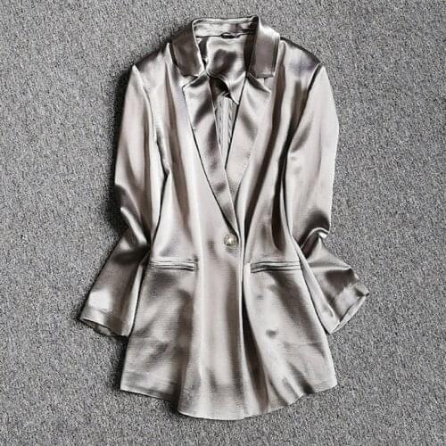 Brand Fashion Women High-end Luxury Summer Slim Acetate Blazer Coat
