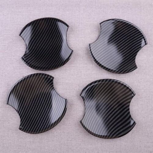 CITALL 4Pcs Outside Door Bowl Cover Trim Cup Fit for Honda Civic 8th 2006 2007 2008 2009 2010 2011 Carbon Fiber Style