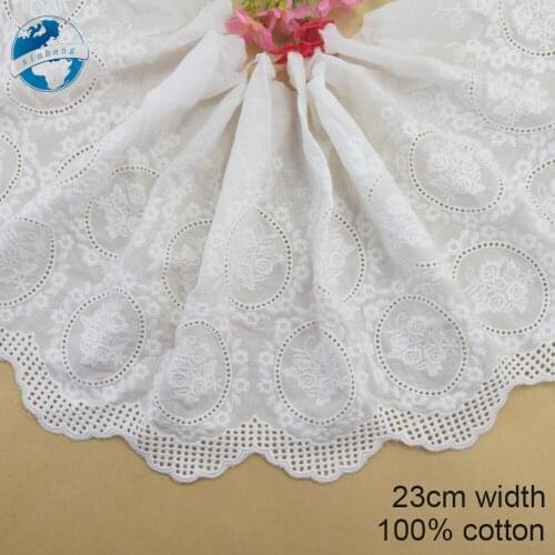 23cm wide 100% Cotton embroidery lace sewing ribbon guipure trim wedding decoration DIY dolls colthes Accessories lace #4164