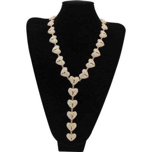 Hip hop Men Fashion Alloy Full Heartbreak Necklace Heart Break Necklace Love Connection Crystal Miami Necklace Hip Hop For Men