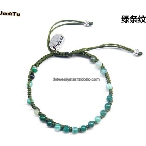 JTJACKTU green stone nylon woven bracelet for woman wholesale