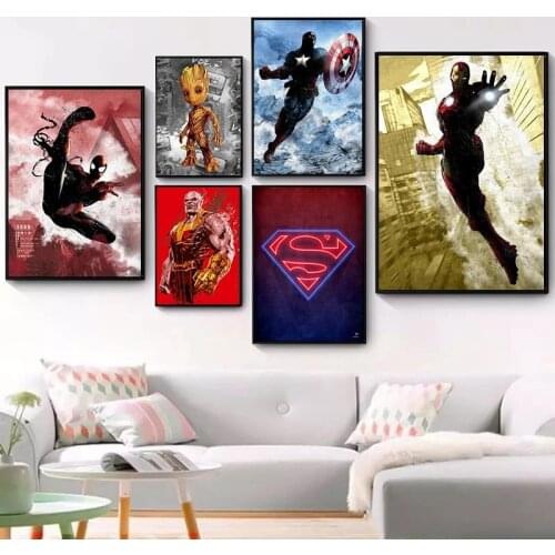 Marvel Comics Super Hero Canvas Thanos Superman Poster Canvas Print Art Decor Wall Captain America Birthday Gifts Boys Gift