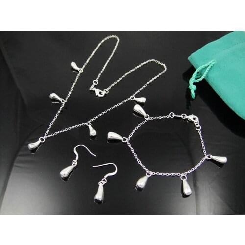 2018 Hot sale fashion jewelry, S925 Silver color Jewelry Sets Necklace & bracelet +earring jewelry,Christmas gifts S198