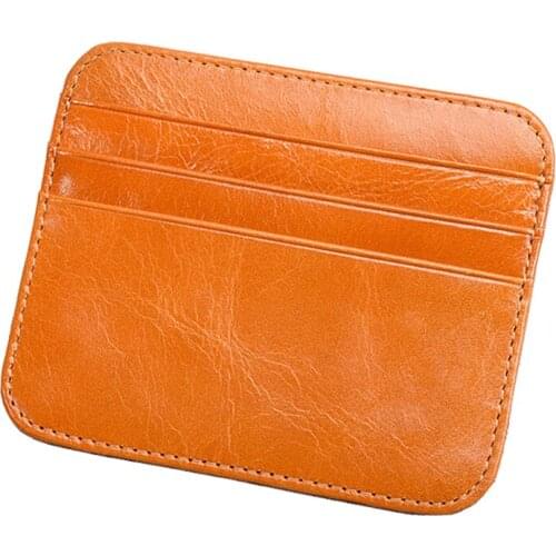 Oil Wax Leather Mini ID Card Holder for Women Lightweight Small Handmade Bag Retro Genuine Leather Coin Purse Credit Card Wallet