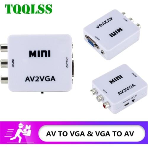 Mini RCA To VGA Converter AV2VGA VGA2AV Conversor with 3.5mm Audio RCA To VGA Video Converter For PC to TV HD Computer to TV