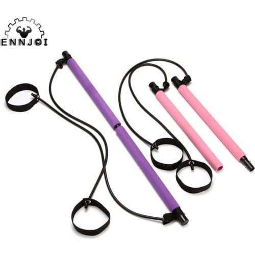 Multifunctional Yoga Pull Rope Fitness Bar Home Portable Pilates Bar Kit Resistance Band Exercise Stretch Belt Twisting Sit-Up