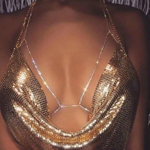 Fashion Women Rhinestone Body Chains Jewelry Steampunk Unique Flash Shiny Night Club Party Sexy Body Bra Chains Body Jewelry