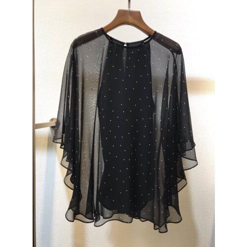 Fashion 2021 new women mid-sleeve sexy polka dot silk top 0330