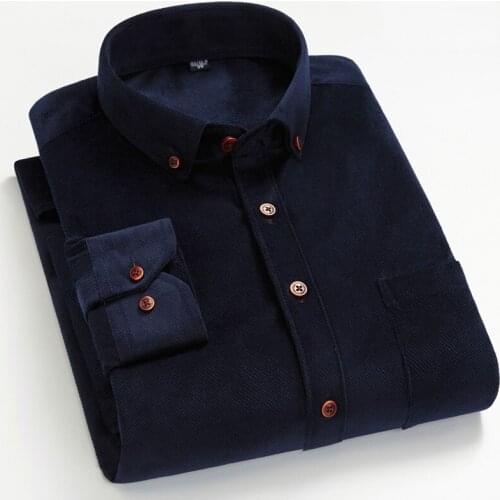 GREVOL New Arrival Mens Long Sleeve Solid Smart Casual Shirts Male Turn-down Flannel Shirts Social Business Solid Shirt YL